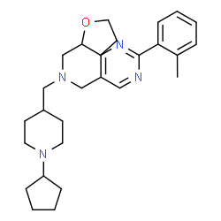 ChemSpider 2D Image | 1-(1-Cyclopentyl-4-piperidinyl)-N-{[2-(2-methylphenyl)-5-pyrimidinyl]methyl}-N-(tetrahydro-2-furanylmethyl)methanamine | C28H40N4O