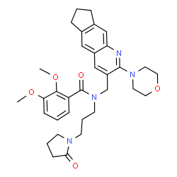 ChemSpider 2D Image | 2,3-Dimethoxy-N-{[2-(4-morpholinyl)-7,8-dihydro-6H-cyclopenta[g]quinolin-3-yl]methyl}-N-[3-(2-oxo-1-pyrrolidinyl)propyl]benzamide | C33H40N4O5
