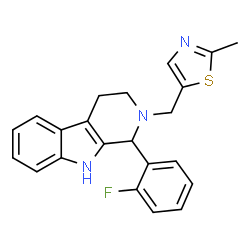 ChemSpider 2D Image | 1-(2-Fluorophenyl)-2-[(2-methyl-1,3-thiazol-5-yl)methyl]-2,3,4,9-tetrahydro-1H-beta-carboline | C22H20FN3S