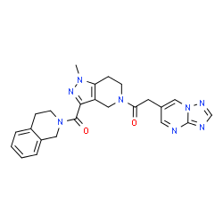 ChemSpider 2D Image | 1-[3-(3,4-Dihydro-2(1H)-isoquinolinylcarbonyl)-1-methyl-1,4,6,7-tetrahydro-5H-pyrazolo[4,3-c]pyridin-5-yl]-2-([1,2,4]triazolo[1,5-a]pyrimidin-6-yl)ethanone | C24H24N8O2