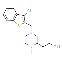 ChemSpider 2D Image | 2-{4-[(3-Chloro-1-benzothiophen-2-yl)methyl]-1-methyl-2-piperazinyl}ethanol | C16H21ClN2OS