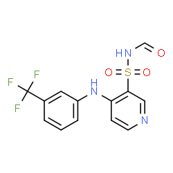 ChemSpider 2D Image | N-Formyl-4-{[3-(trifluoromethyl)phenyl]amino}-3-pyridinesulfonamide | C13H10F3N3O3S