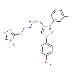 ChemSpider 2D Image | N-{[3-(3-Fluorophenyl)-1-(4-methoxyphenyl)-1H-pyrazol-4-yl]methyl}-2-[(4-methyl-4H-1,2,4-triazol-3-yl)sulfanyl]ethanamine | C22H23FN6OS