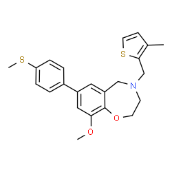 ChemSpider 2D Image | 9-Methoxy-7-[4-(methylsulfanyl)phenyl]-4-[(3-methyl-2-thienyl)methyl]-2,3,4,5-tetrahydro-1,4-benzoxazepine | C23H25NO2S2
