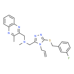 ChemSpider 2D Image | 1-{4-Allyl-5-[(3-fluorobenzyl)sulfanyl]-4H-1,2,4-triazol-3-yl}-N-methyl-N-[(3-methyl-2-quinoxalinyl)methyl]methanamine | C24H25FN6S