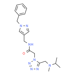 ChemSpider 2D Image | N-[(1-Benzyl-1H-pyrazol-4-yl)methyl]-2-(5-{[isopropyl(methyl)amino]methyl}-1H-tetrazol-1-yl)acetamide | C19H26N8O
