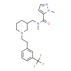ChemSpider 2D Image | N,1-Dimethyl-N-[(1-{2-[3-(trifluoromethyl)phenyl]ethyl}-3-piperidinyl)methyl]-1H-pyrazole-5-carboxamide | C21H27F3N4O
