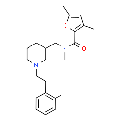 ChemSpider 2D Image | N-({1-[2-(2-Fluorophenyl)ethyl]-3-piperidinyl}methyl)-N,3,5-trimethyl-2-furamide | C22H29FN2O2
