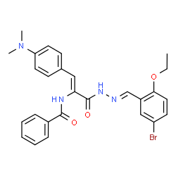 ChemSpider 2D Image | N-{(1Z)-3-[(2E)-2-(5-Bromo-2-ethoxybenzylidene)hydrazino]-1-[4-(dimethylamino)phenyl]-3-oxo-1-propen-2-yl}benzamide | C27H27BrN4O3