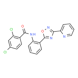ChemSpider 2D Image | 2,4-Dichloro-N-{2-[3-(2-pyridinyl)-1,2,4-oxadiazol-5-yl]phenyl}benzamide | C20H12Cl2N4O2