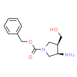 ChemSpider 2D Image | Cis-benzyl 3-amino-4-(hydroxymethyl)pyrrolidine-1-carboxylate | C13H18N2O3
