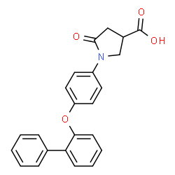 ChemSpider 2D Image | 1-[4-(2-Biphenylyloxy)phenyl]-5-oxo-3-pyrrolidinecarboxylic acid | C23H19NO4