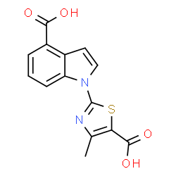 ChemSpider 2D Image | 2-(4-Carboxy-1H-indol-1-yl)-4-methylthiazole-5-carboxylic acid | C14H10N2O4S