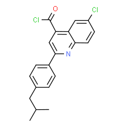 ChemSpider 2D Image | 6-Chloro-2-(4-isobutylphenyl)-4-quinolinecarbonyl chloride | C20H17Cl2NO