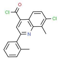 ChemSpider 2D Image | 7-Chloro-8-methyl-2-(o-tolyl)quinoline-4-carbonyl chloride | C18H13Cl2NO