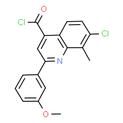 ChemSpider 2D Image | 7-Chloro-2-(3-methoxyphenyl)-8-methyl-4-quinolinecarbonyl chloride | C18H13Cl2NO2