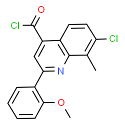ChemSpider 2D Image | 7-Chloro-2-(2-methoxyphenyl)-8-methyl-4-quinolinecarbonyl chloride | C18H13Cl2NO2