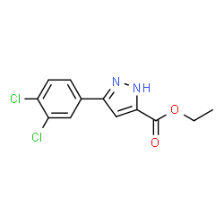 ChemSpider 2D Image | Ethyl 3-(3,4-dichlorophenyl)-1H-pyrazole-5-carboxylate | C12H10Cl2N2O2