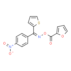 ChemSpider 2D Image | 2-Furyl({(Z)-[(4-nitrophenyl)(2-thienyl)methylene]amino}oxy)methanone | C16H10N2O5S