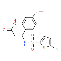 ChemSpider 2D Image | 3-{[(5-Chloro-2-thienyl)sulfonyl]amino}-3-(4-methoxyphenyl)propanoic acid | C14H14ClNO5S2