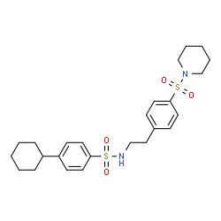 ChemSpider 2D Image | 4-Cyclohexyl-N-{2-[4-(1-piperidinylsulfonyl)phenyl]ethyl}benzenesulfonamide | C25H34N2O4S2