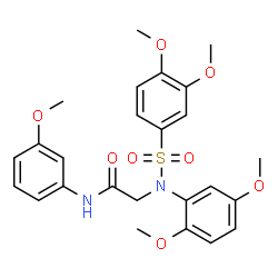 ChemSpider 2D Image | N~2~-(2,5-Dimethoxyphenyl)-N~2~-[(3,4-dimethoxyphenyl)sulfonyl]-N-(3-methoxyphenyl)glycinamide | C25H28N2O8S
