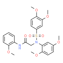 ChemSpider 2D Image | N~2~-(2,5-Dimethoxyphenyl)-N~2~-[(3,4-dimethoxyphenyl)sulfonyl]-N-(2-methoxyphenyl)glycinamide | C25H28N2O8S