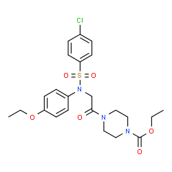 ChemSpider 2D Image | Ethyl 4-{N-[(4-chlorophenyl)sulfonyl]-N-(4-ethoxyphenyl)glycyl}-1-piperazinecarboxylate | C23H28ClN3O6S