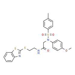 ChemSpider 2D Image | N-[2-(1,3-Benzothiazol-2-ylsulfanyl)ethyl]-N~2~-(4-methoxyphenyl)-N~2~-[(4-methylphenyl)sulfonyl]glycinamide | C25H25N3O4S3