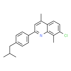 ChemSpider 2D Image | 7-Chloro-2-(4-isobutylphenyl)-4,8-dimethylquinoline | C21H22ClN