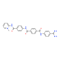 ChemSpider 2D Image | 2-{[4-({4-[(4-Carbamimidoylphenyl)carbamoyl]benzoyl}amino)benzoyl]amino}-1-methylpyridinium | C28H25N6O3