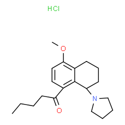 ChemSpider 2D Image | 1-[4-Methoxy-8-(1-pyrrolidinyl)-5,6,7,8-tetrahydro-1-naphthalenyl]-1-pentanone hydrochloride (1:1) | C20H30ClNO2