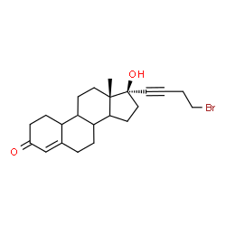 ChemSpider 2D Image | (13S,17S)-17-(4-Bromo-1-butyn-1-yl)-17-hydroxy-13-methyl-1,2,6,7,8,9,10,11,12,13,14,15,16,17-tetradecahydro-3H-cyclopenta[a]phenanthren-3-one | C22H29BrO2