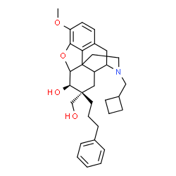 ChemSpider 2D Image | (6beta,7alpha)-17-(Cyclobutylmethyl)-7-(hydroxymethyl)-3-methoxy-7-(3-phenylpropyl)-4,5-epoxymorphinan-6-ol | C32H41NO4
