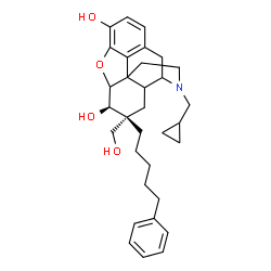 ChemSpider 2D Image | (6beta,7alpha)-17-(Cyclopropylmethyl)-7-(hydroxymethyl)-7-(5-phenylpentyl)-4,5-epoxymorphinan-3,6-diol | C32H41NO4