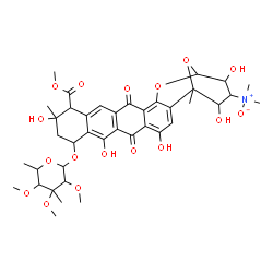 ChemSpider 2D Image | Methyl 10-[(6-deoxy-3-C-methyl-2,3,4-tri-O-methylhexopyranosyl)oxy]-23-(dimethylnitroryl)-4,8,12,22,24-pentahydroxy-1,12-dimethyl-6,17-dioxo-20,25-dioxahexacyclo[19.3.1.0~2,19~.0~5,18~.0~7,16~.0~9,14~
]pentacosa-2,4,7(16),8,14,18-hexaene-13-carboxylate | C39H49NO17
