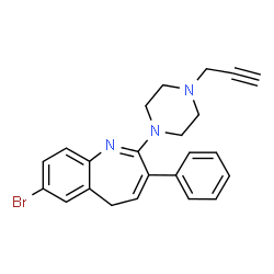 ChemSpider 2D Image | 7-Bromo-3-phenyl-2-[4-(2-propyn-1-yl)-1-piperazinyl]-5H-1-benzazepine | C23H22BrN3