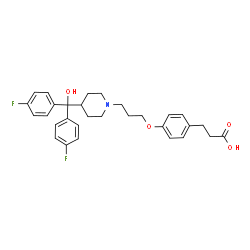ChemSpider 2D Image | 3-[4-(3-{4-[Bis(4-fluorophenyl)(hydroxy)methyl]-1-piperidinyl}propoxy)phenyl]propanoic acid | C30H33F2NO4