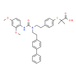 ChemSpider 2D Image | 2-{[4-(2-{[2-(4-Biphenylyl)ethyl][(2,4-dimethoxyphenyl)carbamoyl]amino}ethyl)phenyl]sulfanyl}-2-methylpropanoic acid | C35H38N2O5S