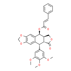 ChemSpider 2D Image | (5S,5aR,8aR,9R)-8-Oxo-9-(3,4,5-trimethoxyphenyl)-5,5a,6,8,8a,9-hexahydrofuro[3',4':6,7]naphtho[2,3-d][1,3]dioxol-5-yl (2E)-3-phenylacrylate | C31H28O9