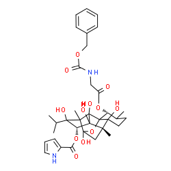 ChemSpider 2D Image | (2R,7S,12R)-2-({N-[(Benzyloxy)carbonyl]glycyl}oxy)-6,9,11,13,14-pentahydroxy-11-isopropyl-3,7,10-trimethyl-15-oxapentacyclo[7.5.1.0~1,6~.0~7,13~.0~10,14~]pentadec-12-yl 1H-pyrrole-2-carboxylate | C35H44N2O12