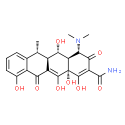 ChemSpider 2D Image | (4S,4aR,5S,5aR,6R,12aS)-4-(Dimethylamino)-1,5,10,12,12a-pentahydroxy-6-methyl-3,11-dioxo-3,4,4a,5,5a,6,11,12a-octahydro-2-tetracenecarboxamide | C22H24N2O8