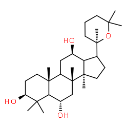 ChemSpider 2D Image | (3beta,5xi,6alpha,9xi,12beta,13xi,17xi,20R)-20,25-Epoxydammarane-3,6,12-triol | C30H52O4