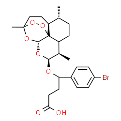 ChemSpider 2D Image | 4-(4-bromophenyl)-4-{[(5aS,6R,9R,10S,12R)-3,6,9-trimethyldecahydro-3,12-epoxy[1,2]dioxepino[4,3-i]isochromen-10-yl]oxy}butanoic acid | C25H33BrO7