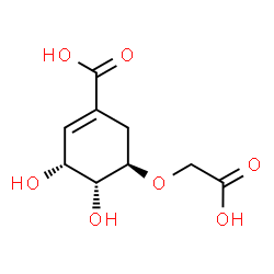 ChemSpider 2D Image | (3R,4R,5R)-5-(Carboxymethoxy)-3,4-dihydroxy-1-cyclohexene-1-carboxylic acid | C9H12O7
