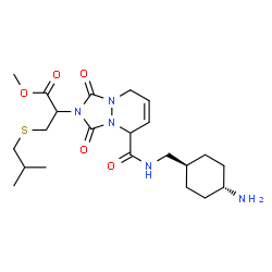 ChemSpider 2D Image | Methyl 2-[5-{[(trans-4-aminocyclohexyl)methyl]carbamoyl}-1,3-dioxo-5,8-dihydro-1H-[1,2,4]triazolo[1,2-a]pyridazin-2(3H)-yl]-3-(isobutylsulfanyl)propanoate | C22H35N5O5S