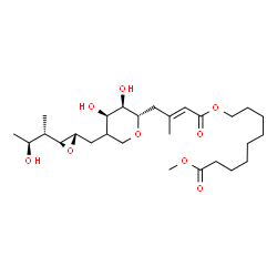 ChemSpider 2D Image | Methyl 9-({(2E)-4-[(2S,3R,4R)-3,4-dihydroxy-5-({(2S,3S)-3-[(2S,3S)-3-hydroxy-2-butanyl]-2-oxiranyl}methyl)tetrahydro-2H-pyran-2-yl]-3-methyl-2-butenoyl}oxy)nonanoate | C27H46O9