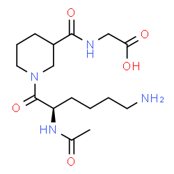 ChemSpider 2D Image | N-{[1-(N~2~-Acetyl-D-lysyl)-3-piperidinyl]carbonyl}glycine | C16H28N4O5