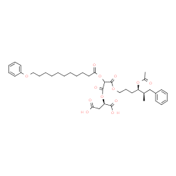 ChemSpider 2D Image | (2R)-2-[(3-{[(4R,5R)-4-Acetoxy-5-methyl-6-phenylhexyl]oxy}-3-oxo-2-[(11-phenoxyundecanoyl)oxy]propanoyl)oxy]succinic acid | C39H52O13