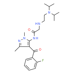 ChemSpider 2D Image | N~2~-[2-(Diisopropylamino)ethyl]-N-[4-(2-fluorobenzoyl)-1,3-dimethyl-1H-pyrazol-5-yl]glycinamide | C22H32FN5O2